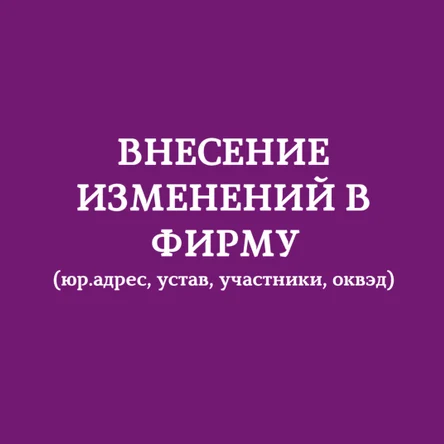 Внесение изменений в ООО (доли, юрадрес, оквэд)